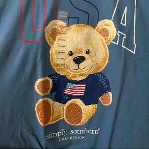 NWT Women Tshirt Tee Top Blue USA Graphic Patriotic Teddy Bear XXL NEW Plus Size